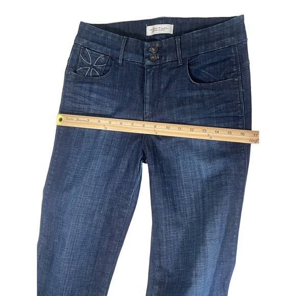 HABITUAL Boot Wide Leg Dark Wash Jeans Size 28 Bohemian 70’s - Picture 6 of 16